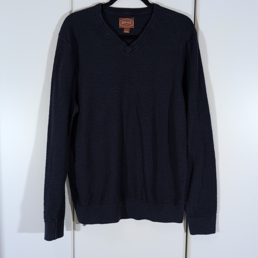 Red Ale by Alesbury Riverside Mens V-Neck Sweater Navy Blue Size Large